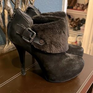 Black Guess Fur Booties